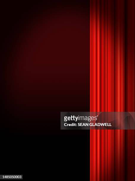 red theatre curtains background - spotlight uk premiere stock-fotos und bilder