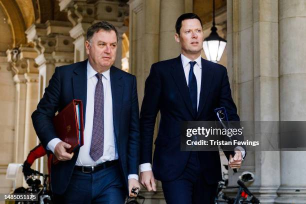 Secretary of State for Work and Pensions Mel Stride and Lord Chancellor and Secretary of State for Justice Alex Chalk arrives for the weekly cabinet...