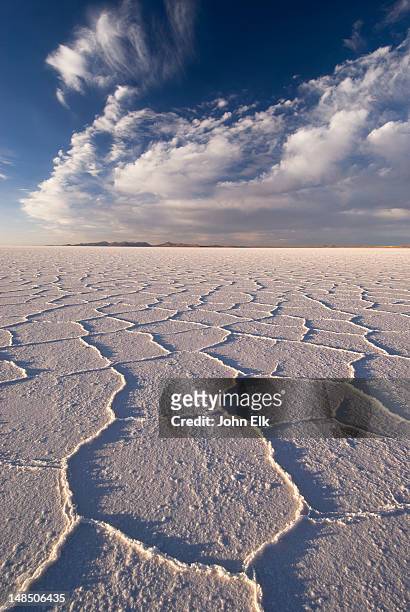 salt flat landscape. - salar de uyuni stockfoto's en -beelden