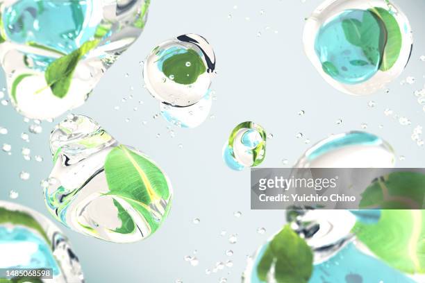 water drop and green leaf - bubble stock pictures, royalty-free photos & images