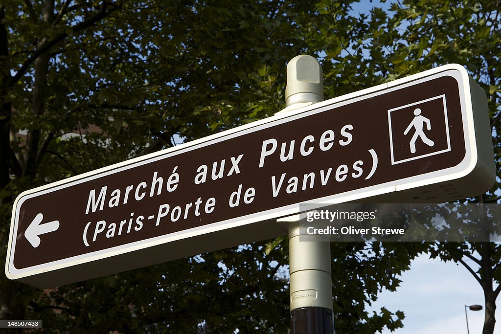 Flea market sign, Marche aux Puces de la Porte de Vanves.