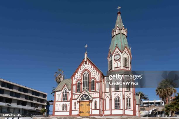 St. Mark's Cathedral or Arica Cathedral is a church built of metal in the Gustave Eiffel workshops in France. Arica, Chile.