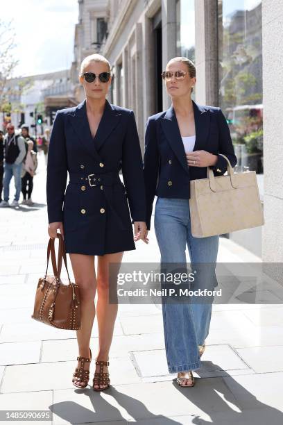 Lady Amelia Spencer and Lady Eliza Spencer out and about wearing MICHAEL Michael Kors on April 25, 2023 in London, England.