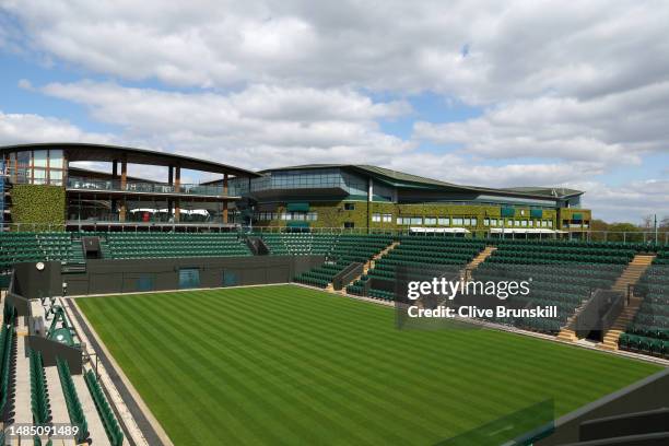 General view of Court Three at All England Lawn Tennis and Croquet Club on April 25, 2023 in London, England.