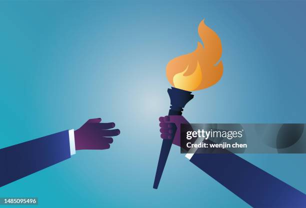stockillustraties, clipart, cartoons en iconen met torch relay - fakkel