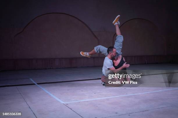 Contemporary dance group La Coja Dansa performs 'LLOCJOCXOC' in Centro de Historias of Zaragoza, Spain.