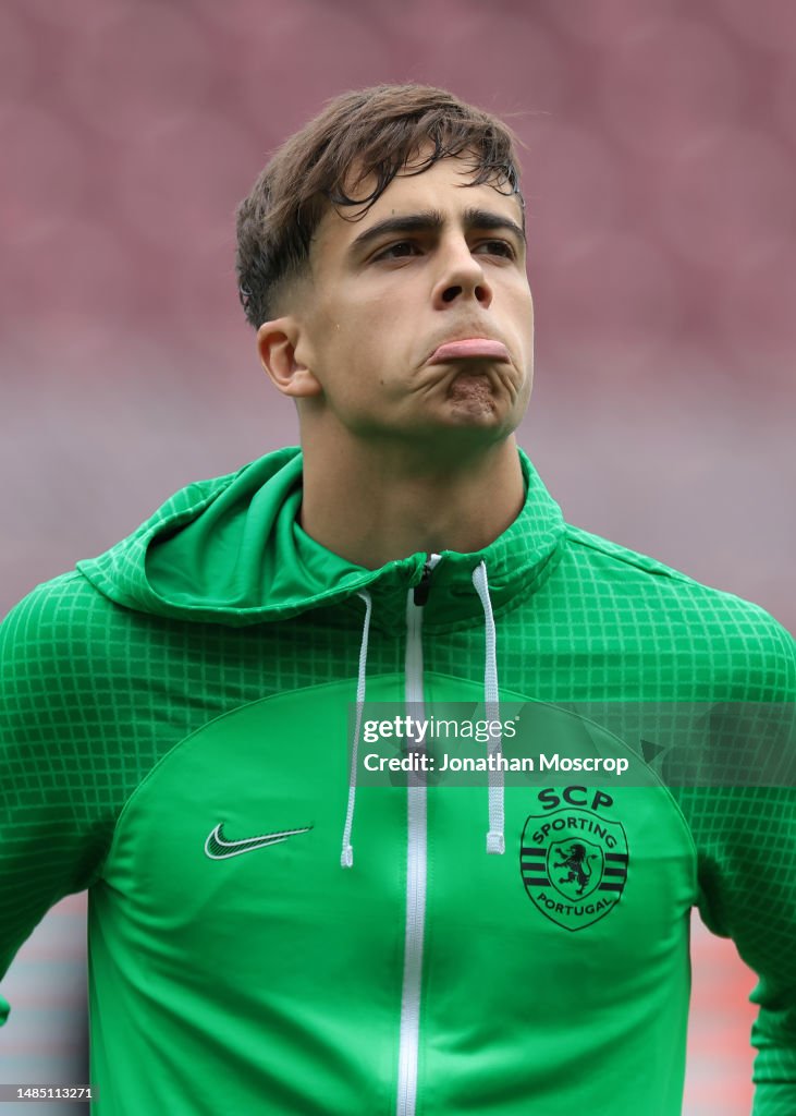 Afonso Moreira of Sporting CP during the line up prior to the UEFA