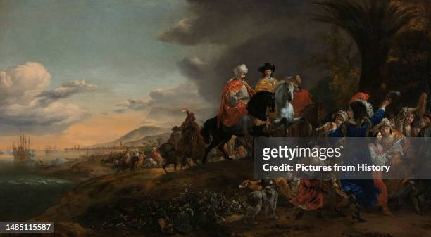 'The Dutch Ambassador on his Way to Isfahan'. Oil on canvas painting by Jan Baptist Weenix , c. 1653-1659.<br/><br/> The Dutch East India Company, or...