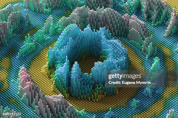digitally generated image of isometric data chart - data visualization concept stock pictures, royalty-free photos & images