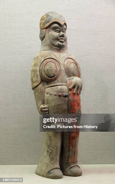 Northern Qi Dynasty Tomb Guardian, Tomb Of Lou Rui, Shanxi Provincial Museum, Taiyuan, 570 CE.<br/><br/> The Northern Qi, also known as the Qi, Later...