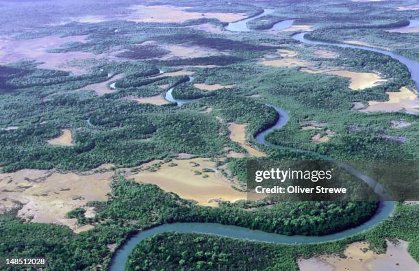 aerial view of open country in aurukun, cape york peninsula - cape york stock pictures, royalty-free photos & images