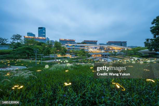 shenzhen shopping mall building at night - perfect park stock pictures, royalty-free photos & images