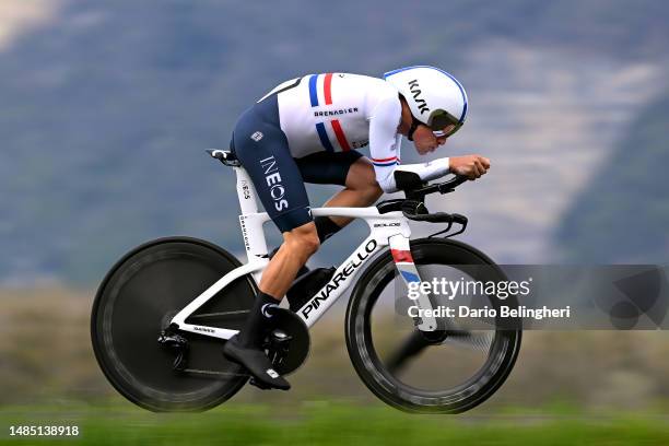 Ethan Hayter of United Kingdom and Team INEOS Grenadiers sprints during the 76th Tour De Romandie 2023, Prologue a 6.82km stage from Port-Valais to...