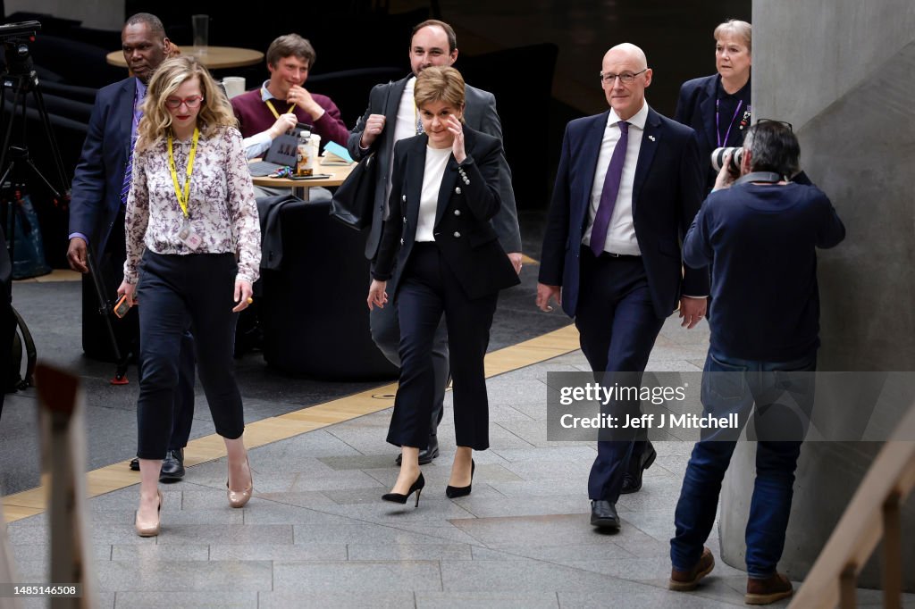 Nicola Sturgeon Attends Scottish Parliament