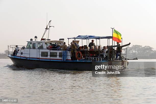 lake tana excursion boat. - lake tana stock pictures, royalty-free photos & images