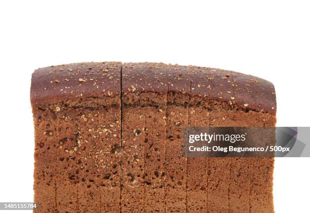rye sliced bread on a white background,moldova - sliced loaf stock pictures, royalty-free photos & images