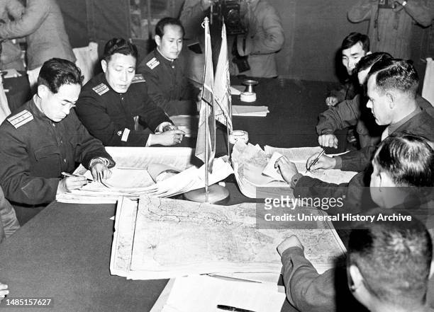 The Korean War Panmunjom Peace Talks 1953 concluded with the Korean Armistice Agreement brought about a complete cessation of hostilities of the...