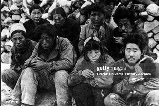 Jeju inhabitants awaiting execution in late 1948. The Jeju uprising, known in South Korea as the Jeju April 3 incident, was an uprising on Jeju...