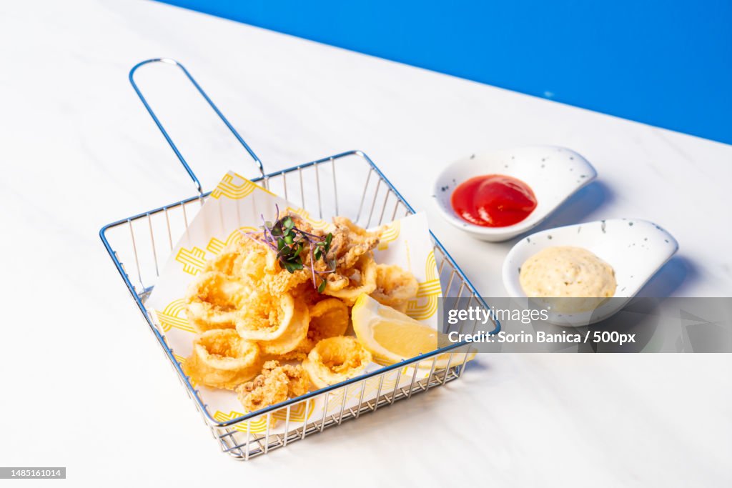 High angle view of food on table