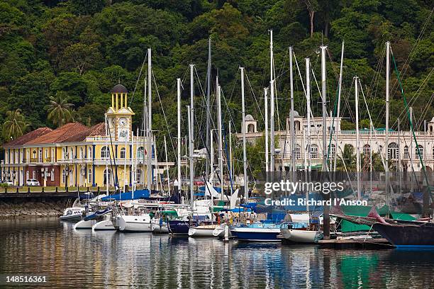 customs house and marina at telaga harbour park, pantai kok. - pantai kok stock pictures, royalty-free photos & images