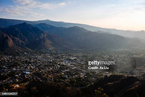 mountain town in the morning - tepoztlan stock pictures, royalty-free photos & images