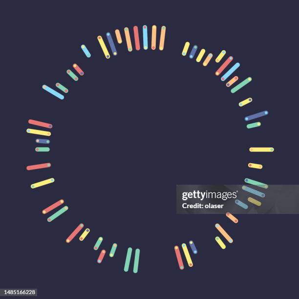 spoke sections with circle endings, around copy space on black - spokes abstract stock illustrations