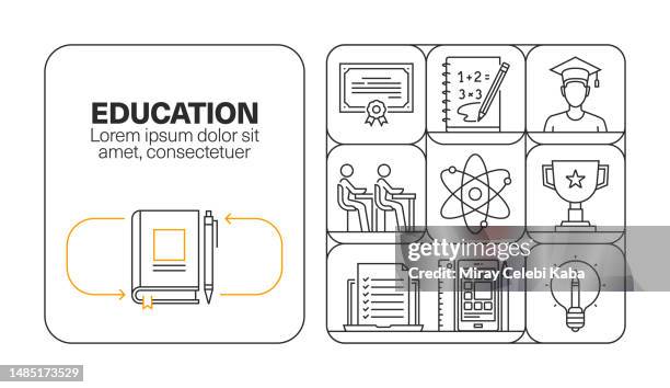 education banner line icon set design - beyond sport global awards stock illustrations