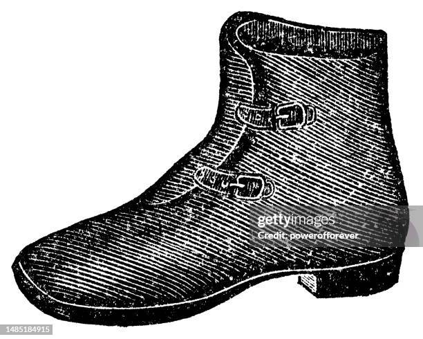 victorian spat buckle boot - 19th century - menswear stock illustrations