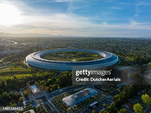 Aerial view of Apple Park campus Aerial view of Apple Park campus
