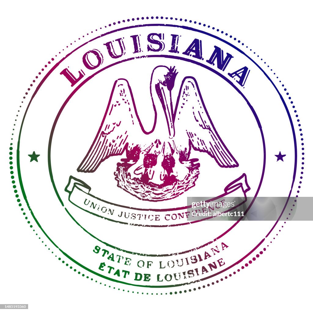 Louisiana Flag Passport Style Stamp