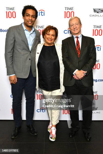 Justin Worland, Lisa P. Jackson and Tom Steyer attend the 2023 TIME100 Summit at Jazz at Lincoln Center on April 25, 2023 in New York City.