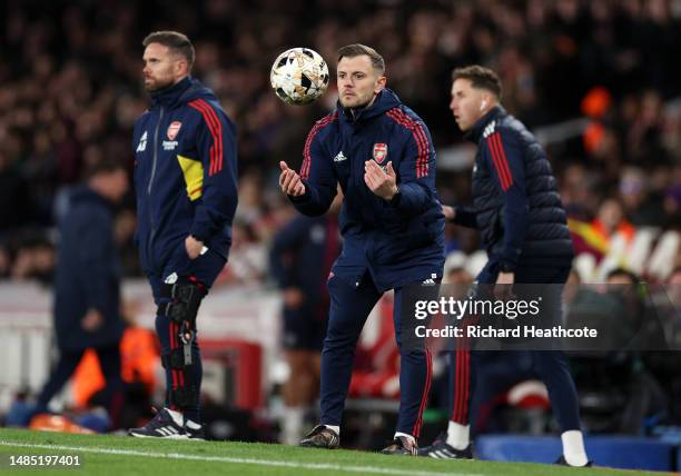 Jack Wilshere, Manager of Arsenal, throws the ball back during the FA Youth Cup Final match between Arsenal U18 and West Ham United U18 at Emirates...