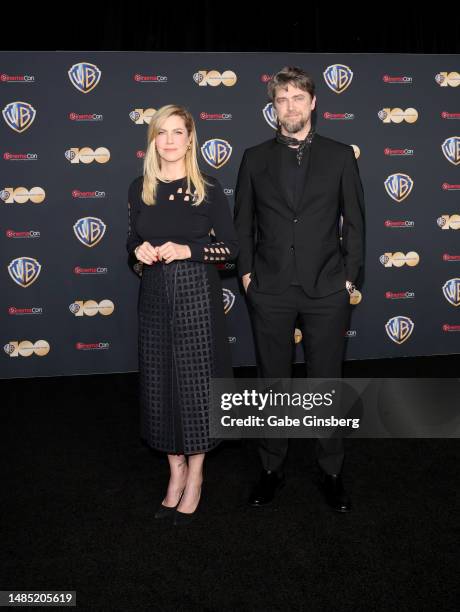 Barbara Muschietti and Andy Muschietti pose for photos as they promote the upcoming film "The Flash" during the Warner Bros. Pictures presentation at...