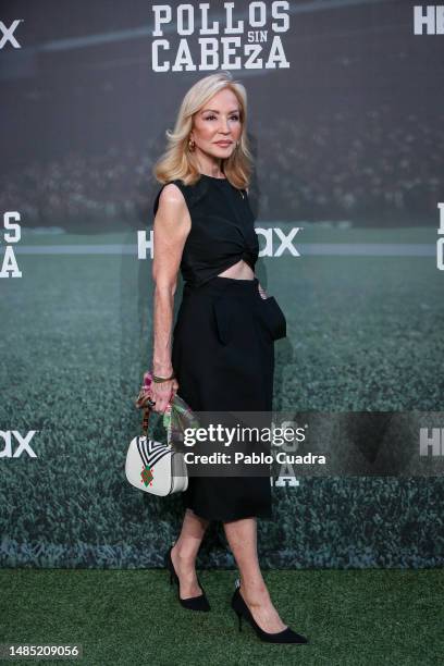 Carmen Lomana attends the "Pollos Sin Cabeza" premiere at Civitas Metropolitano Stadium on April 25, 2023 in Madrid, Spain.