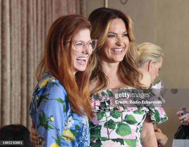 Debra Messing and Mariska Hargitay attend the 33rd annual Colleagues Spring Luncheon and Oscar De La Renta fashion show at The Beverly Hilton on...