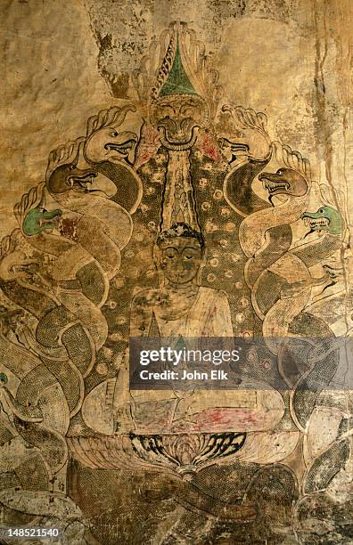 12th century mural of buddha at sulamani temple in bagan. the temple was built by king narapatisithu in 1181. - buddha painting stock pictures, royalty-free photos & images