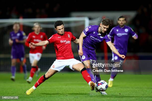 George McEachran of Swindon battles for the ball with Danny Rose of Stevenage during the Sky Bet League Two between Swindon Town and Stevenage at...