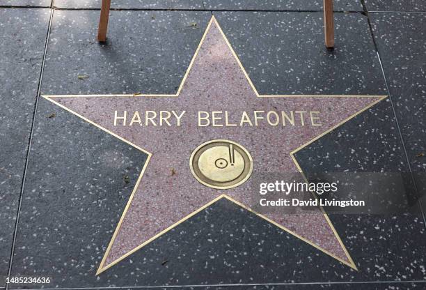 View of Harry Belafonte's star on the Hollywood Walk of Fame on April 25, 2023 in Hollywood, California.