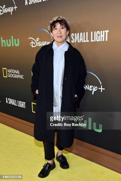 Sandra Oh attends the National Geographic, Disney+, and Hulu Premiere of “A Small Light” at Alice Tully Hall on April 25, 2023 in New York City.