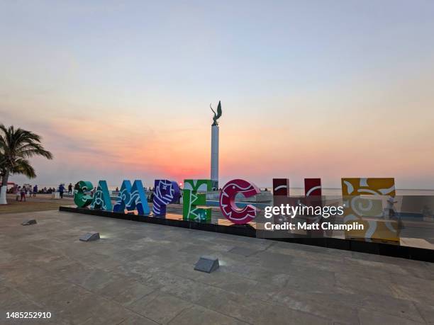 campeche city welcome sign in campeche, mexico - campeche stock pictures, royalty-free photos & images