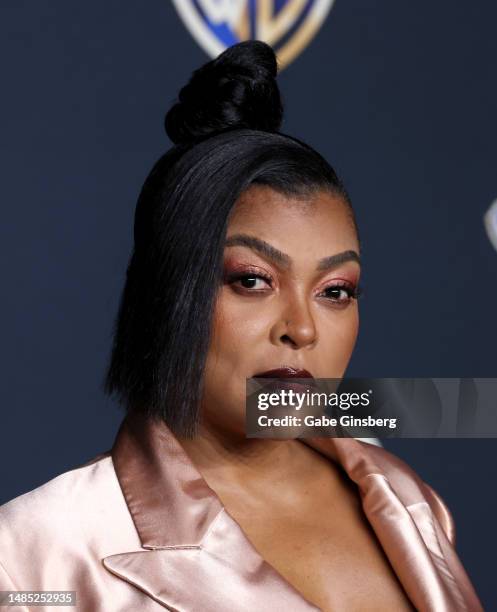 Taraji P. Henson poses for photos as she promotes the upcoming film "The Color Purple" during the Warner Bros. Pictures presentation at The Colosseum...