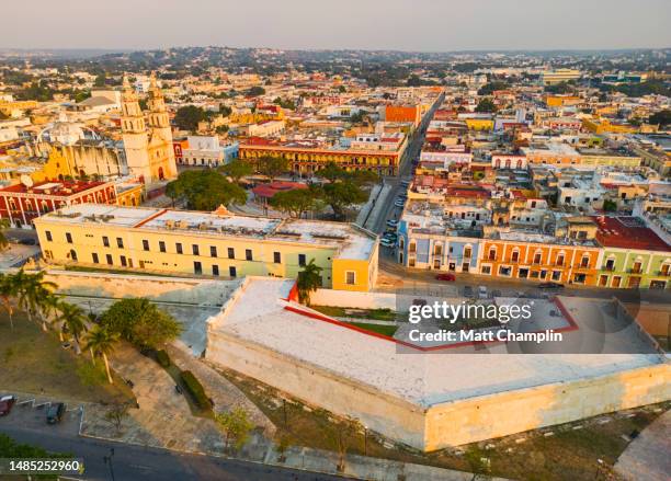 aerial of campeche mexico - campeche stock pictures, royalty-free photos & images