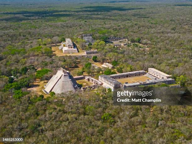 aerial of mayan ruins of uxmal - campeche stock pictures, royalty-free photos & images