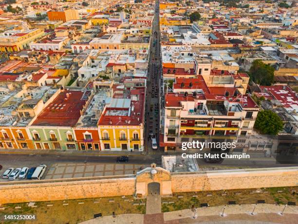 aerial of campeche mexico - campeche stock pictures, royalty-free photos & images