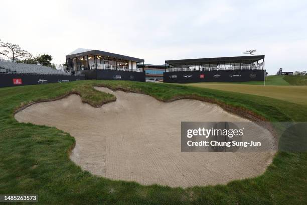 General view of the 18th green during the previews prior to the Korea Championship Presented by Genesis at Jack Nicklaus GC Korea on April 26, 2023...