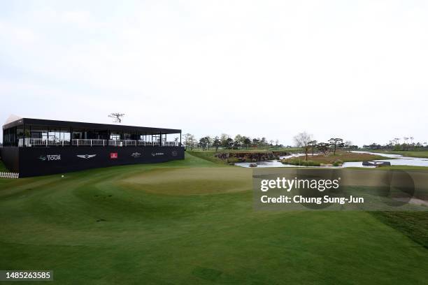General view of the 18th green during the previews prior to the Korea Championship Presented by Genesis at Jack Nicklaus GC Korea on April 26, 2023...