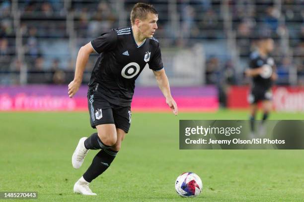 Robin Lod of Minnesota United FC with the ball during a game between Orlando City SC and Minnesota United FC at Allianz Field on April 15, 2023 in...