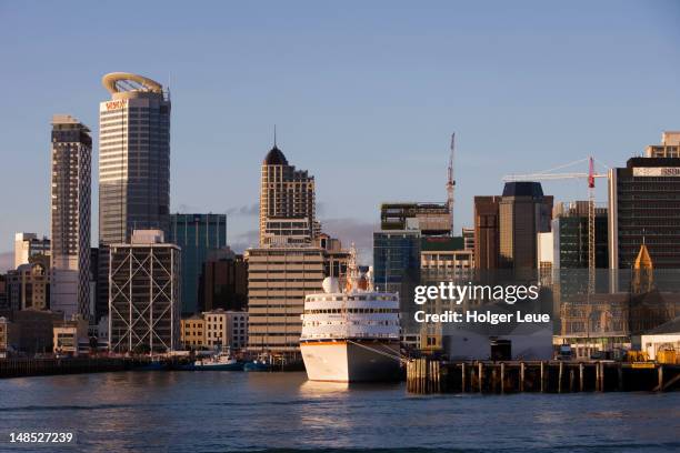 cruiseship mv columbus (hapag-lloyd cruises) at queens wharf. - new zealand boats auckland stock pictures, royalty-free photos & images