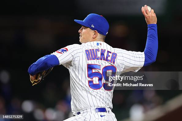 Michael Rucker Chicago Michael Rucker of the Chicago Cubs delivers a pitch during the ninth ...