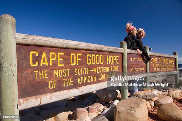 cape of good hope sign on cape peninsula. - cape peninsula stock pictures, royalty-free photos & images